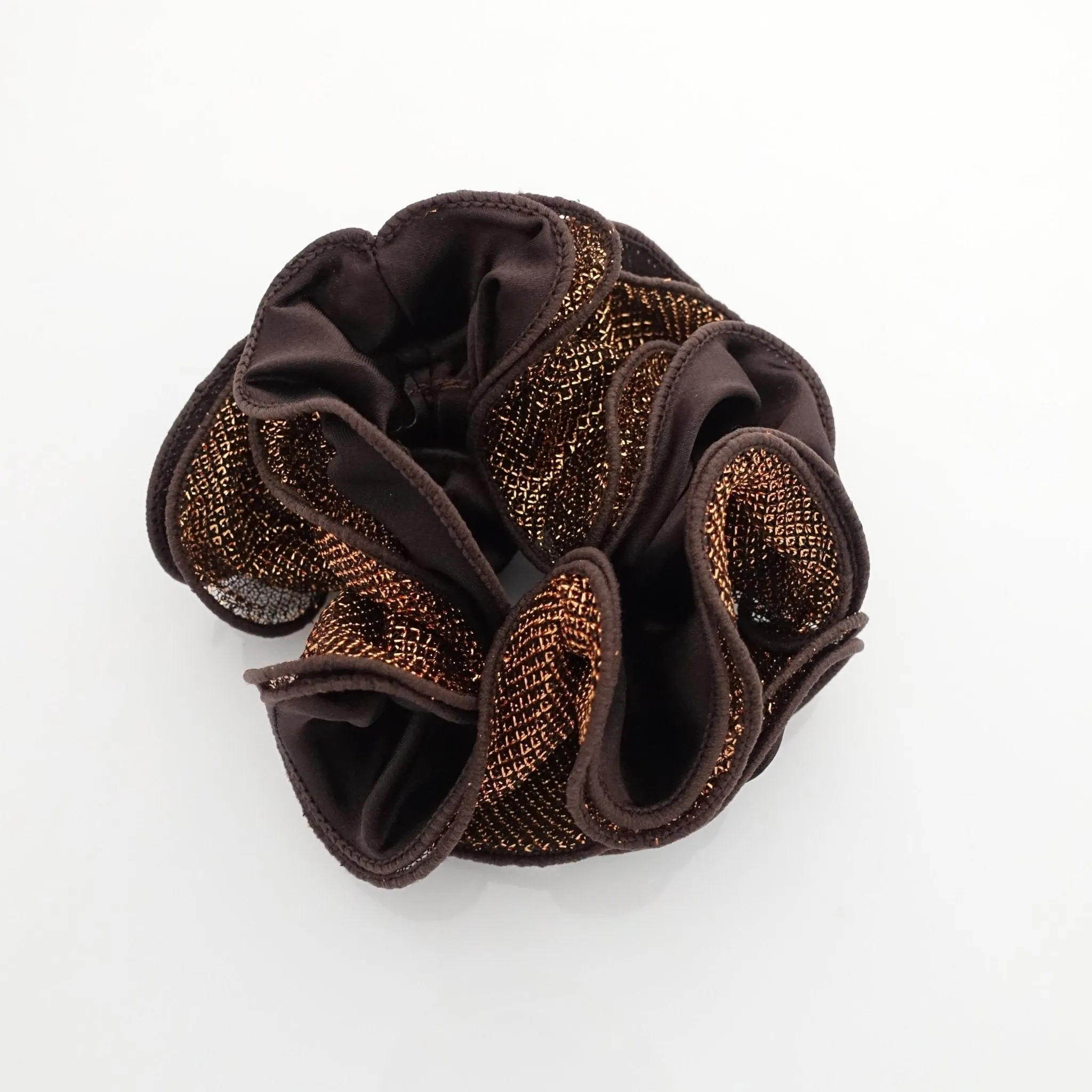 Satin Meshed Fabric Combination Dazzling Ponytail Holder  Elastic Scrunchie