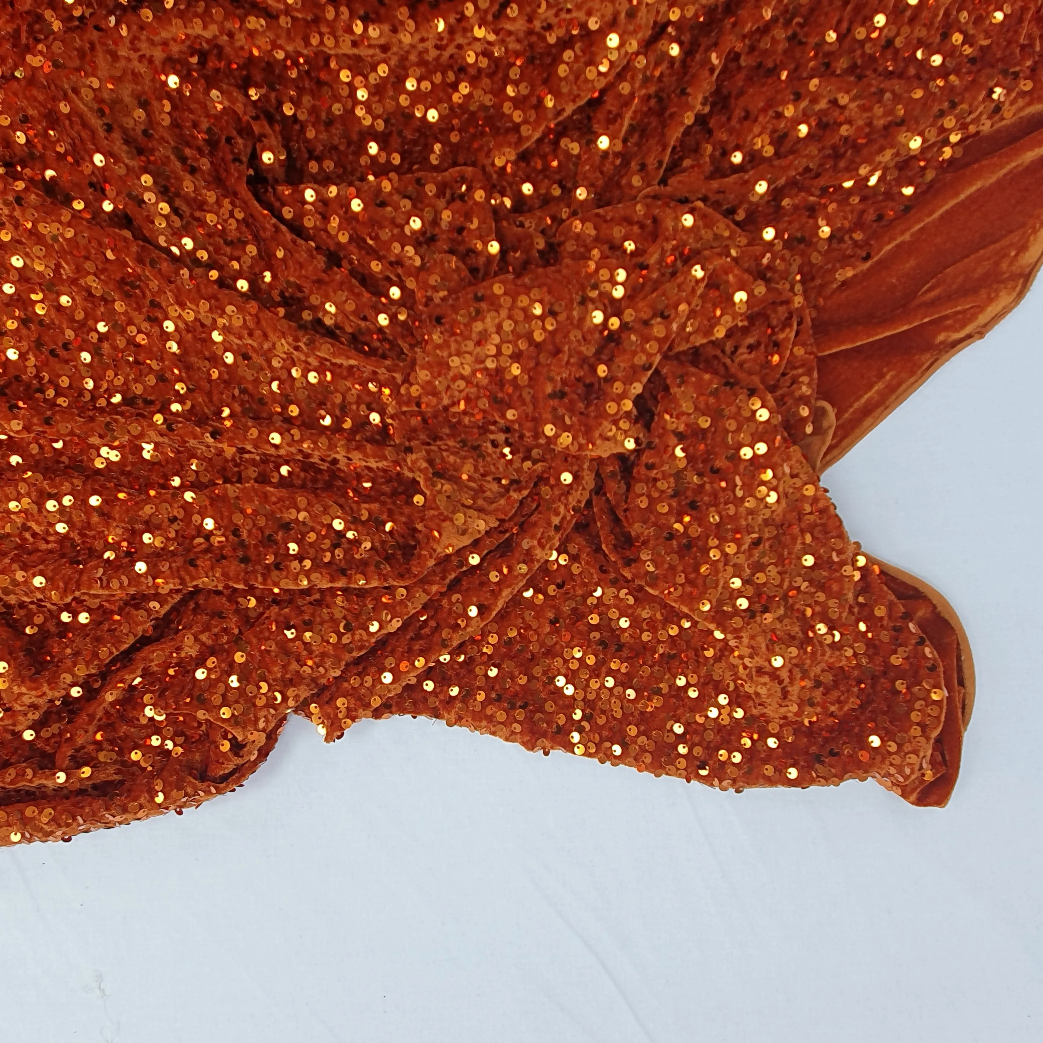 Sequin on Stretch Velvet With Luxury Sequins all Over 5mm Shining Sequin 2-way Stretch 60” Wide