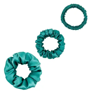 Silk Scrunchies Set - Emerald - Mini, Small, Medium