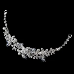 Silver Freshwater Pearl, Swarovski Crystal Bead & Crystal Headpiece