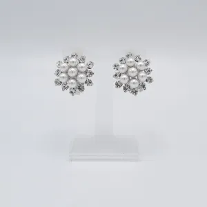 snow flower Pearl rhinestone earring for bride