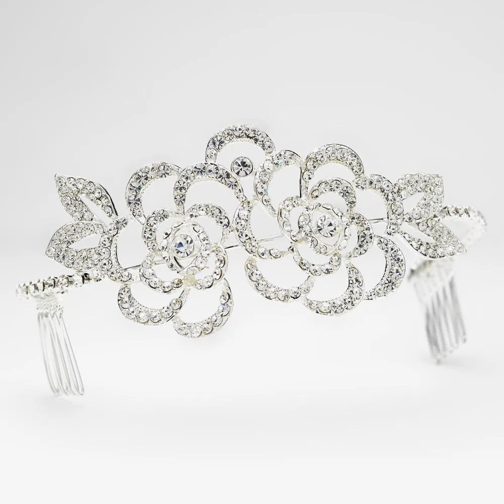 Sparkling Flower Crystal Covered Hair Comb Headband