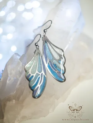 Stained glass inspired Ice fairy wing earrings