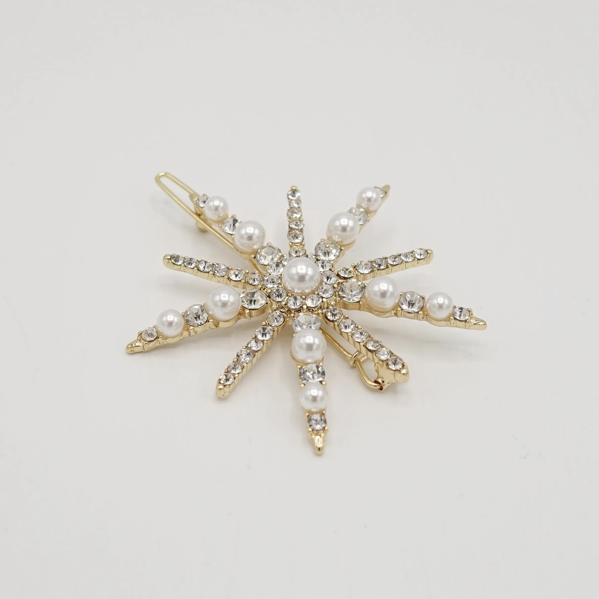 Star bang pearl rhinestone hair clip jewel embellished hair for women