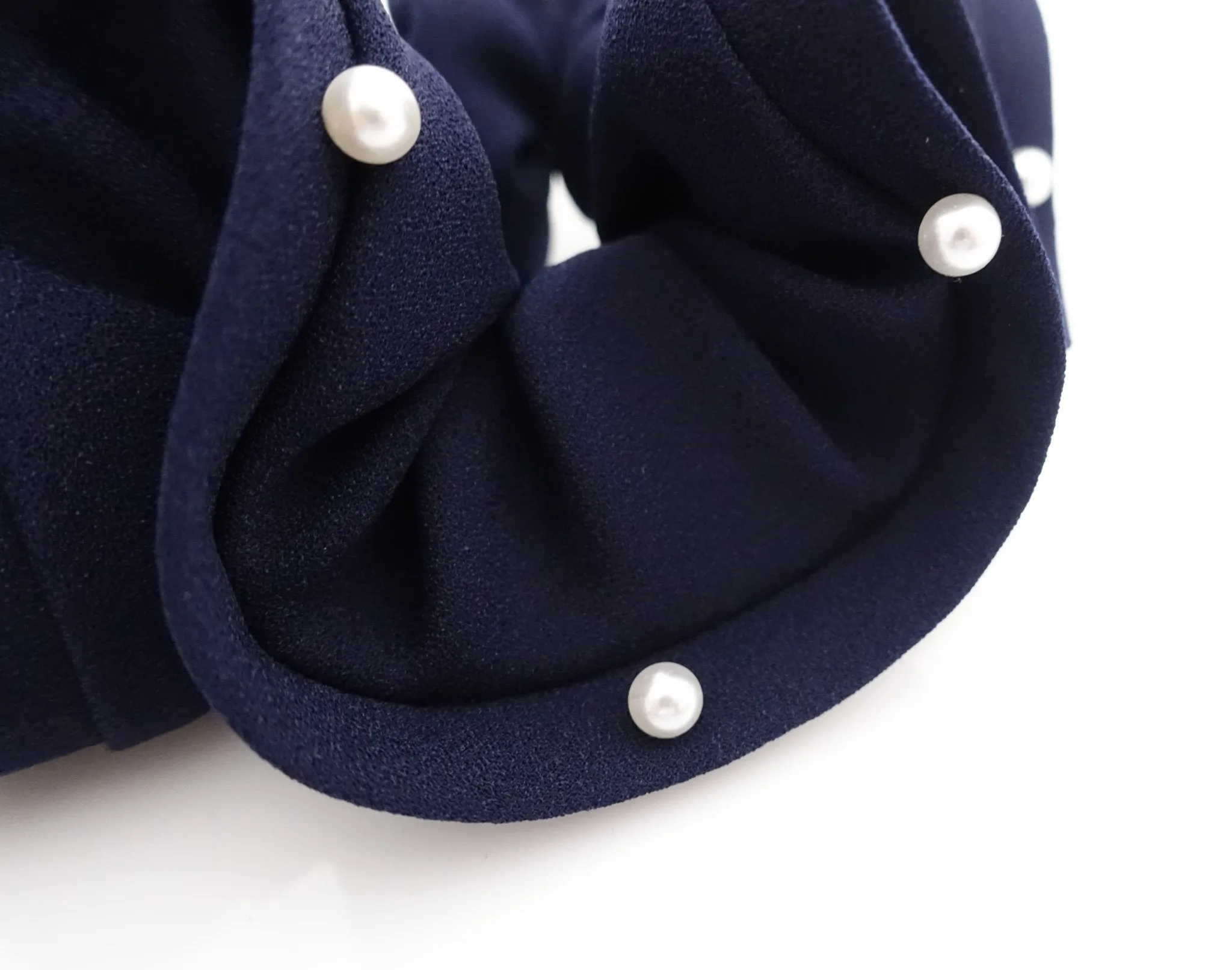 trim pearl stud decorated chiffon scrunchy solid hair elastic scrunchies