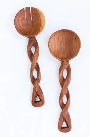 Twisted Olivewood Salad Set, Large