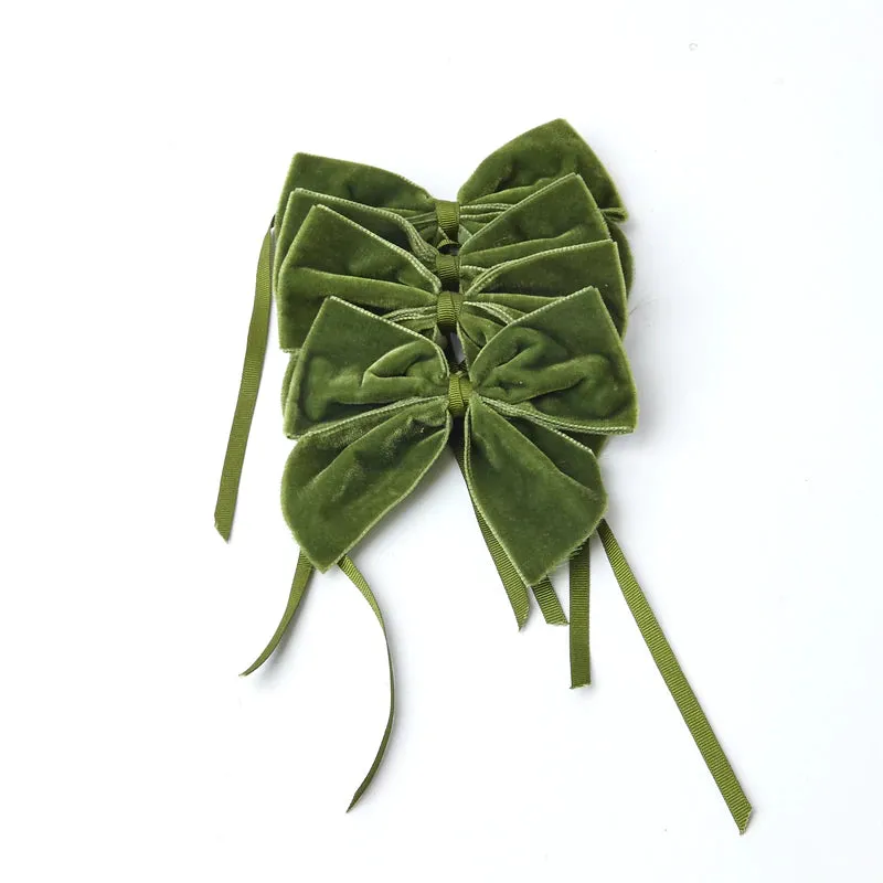 Velvet Green Napkin Bows set of Four