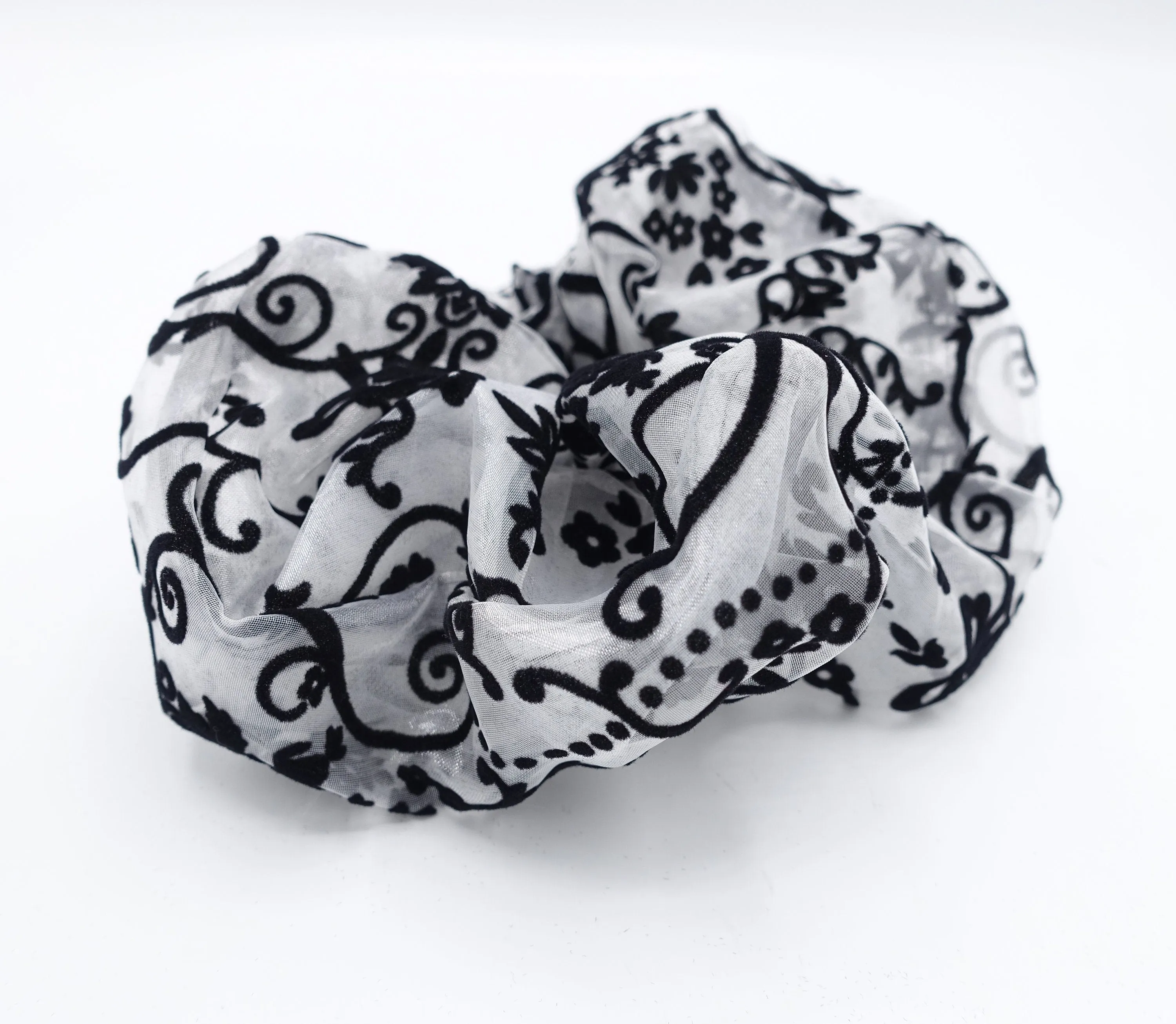 velvet patterned scrunchies, organza scrunchies for women