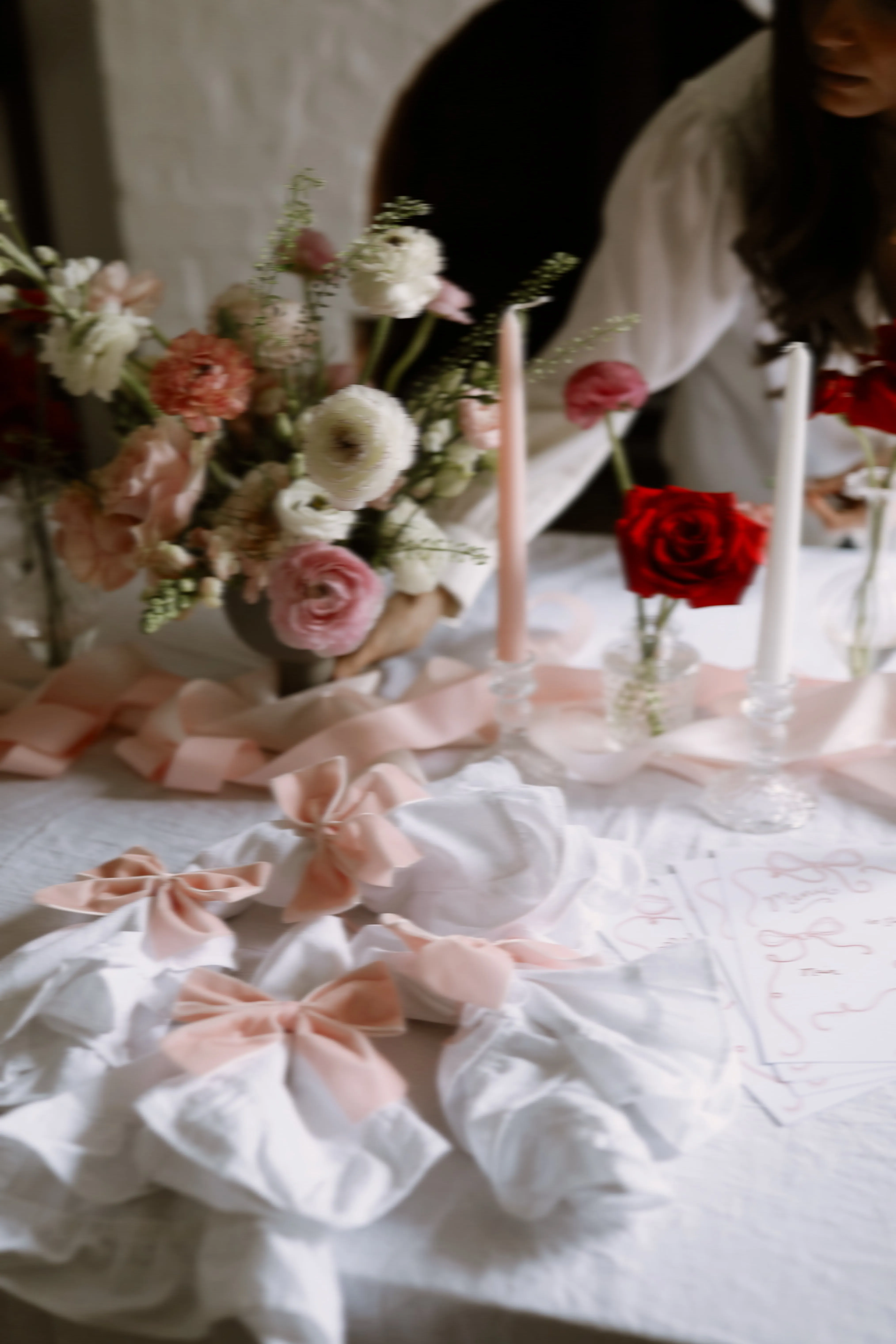 Velvet Pink Napkin Bows set of four