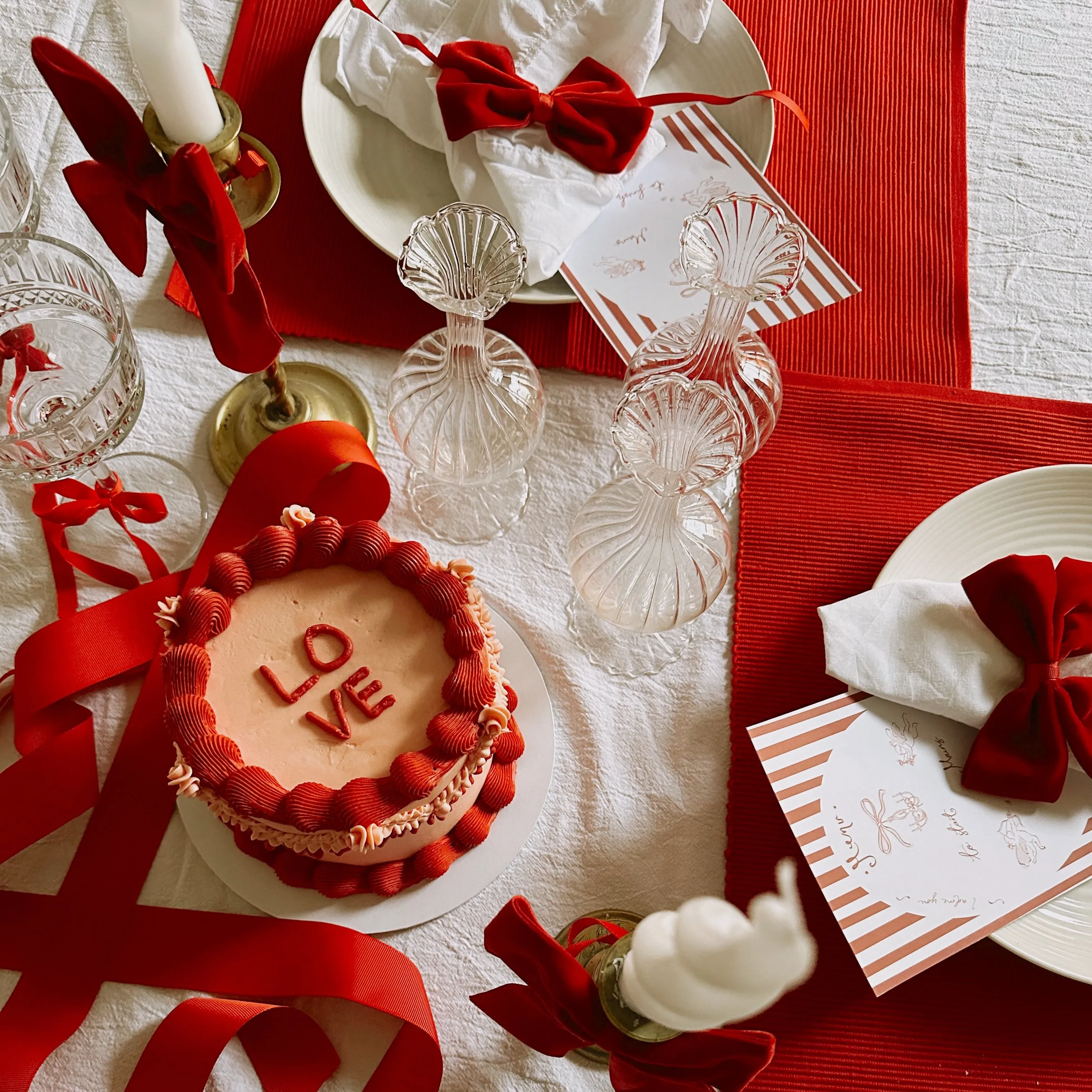 Velvet Red Napkin Bows set of four