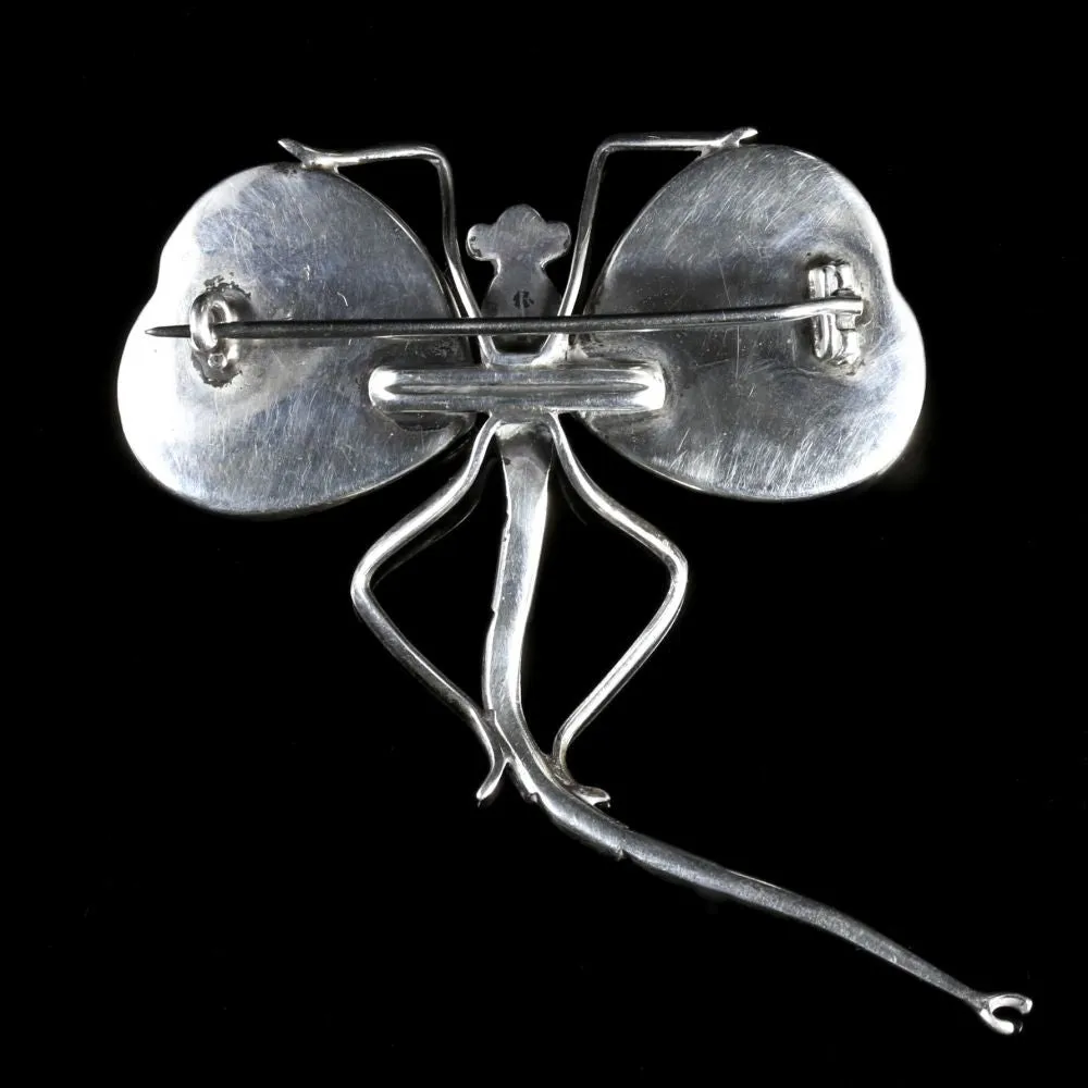 Victorian Butterfly Wing Silver Brooch Circa 1900