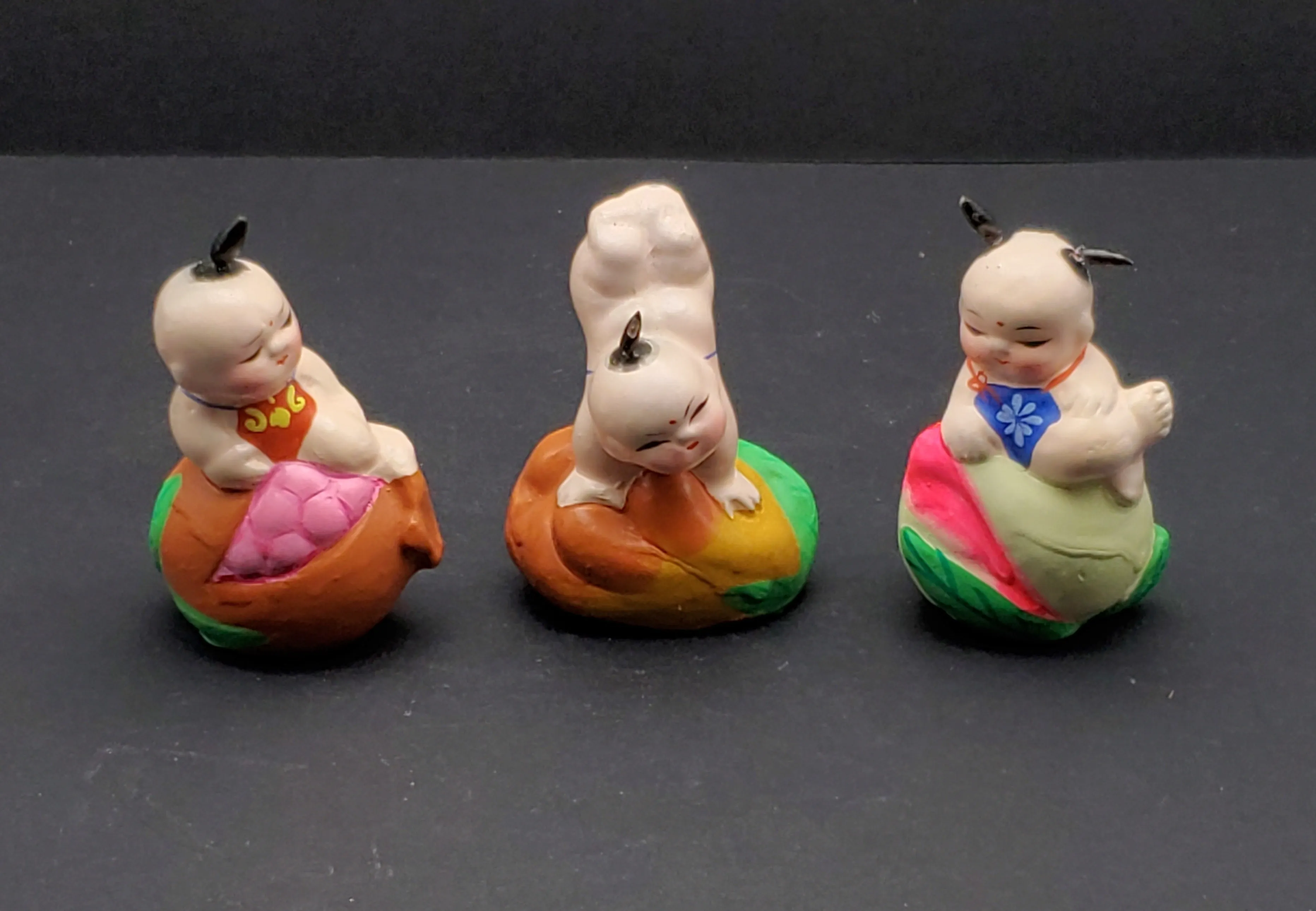 Vintage Set of Three Hand Painted Ceramic Figurines